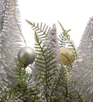 Lighted Holiday Centerpiece with Bottle Brush Trees