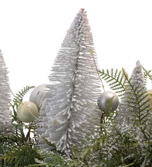 Lighted Holiday Centerpiece with Bottle Brush Trees