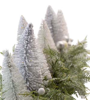 Lighted Holiday Centerpiece with Bottle Brush Trees