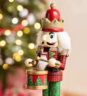 Musical Animated Wooden Nutcracker Statue