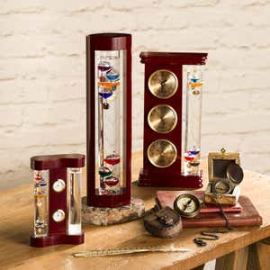 Galileo Thermometer with Cherry Finish Wood Frame