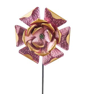 Pink Petals Metal Flower Wind Spinner