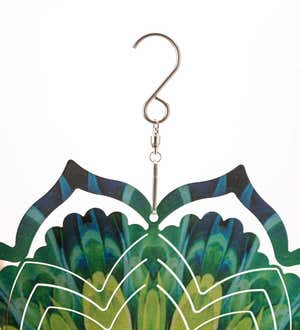 Mandala Lotus Optical Illusion Hanging Metal Spinner