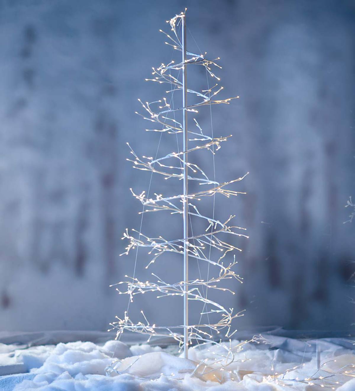 White Spiral Twinkle Tree with Eight Light Settings, 6'9"