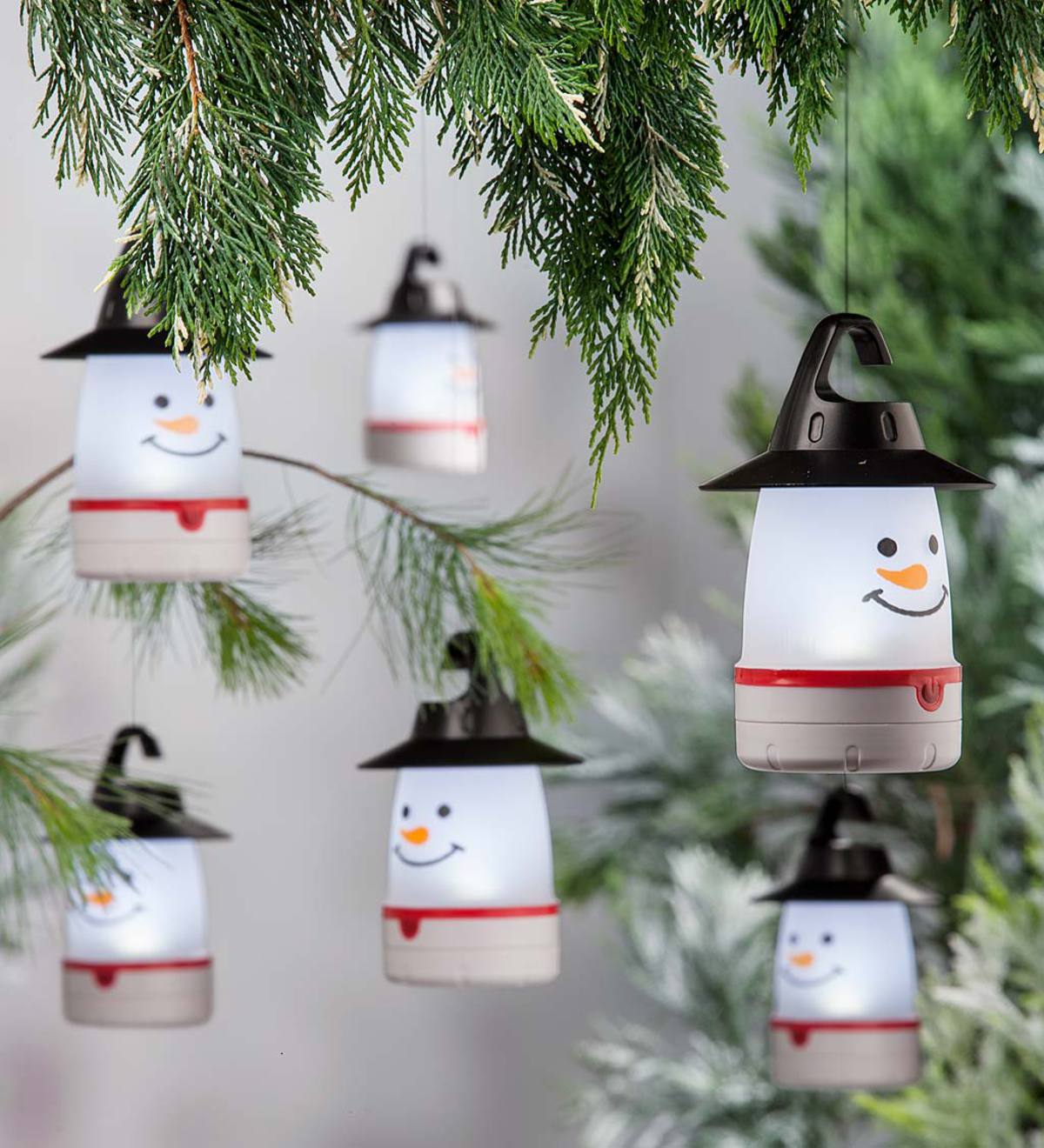 LED Snowman Lantern Lights, Set of 4