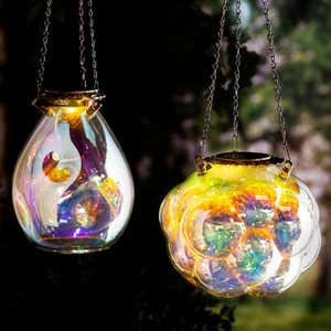 Solar Hanging Iridescent Glass Lights