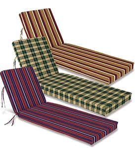 Sale! Polyester Classic Chaise Cushion with Ties, 65”x 23”x 4”hinged 46”from bottom - Leaf Chevron