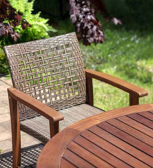 Eucalyptus Outdoor Dining with Woven Chairs, 5-Piece Set