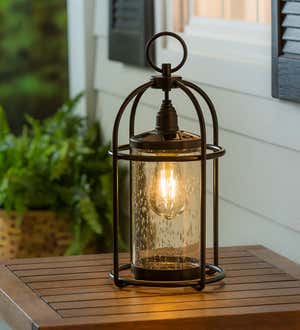 Solar Metal and Bubble Glass Vintage Lantern