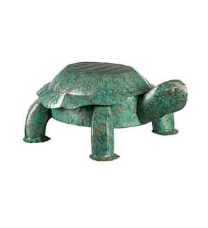 Handmade Painted Metal Turtle Side Table