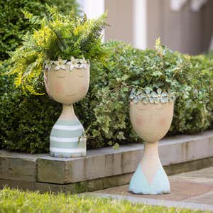 Pastel Head Planter, Striped