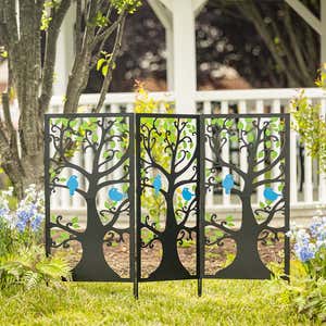 Laser-Cut Metal Bluebird Garden Screen