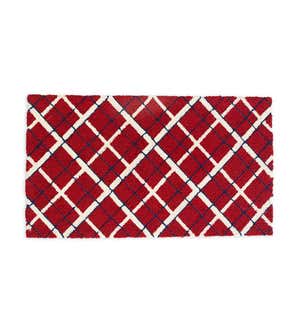 Indoor/Outdoor Patriotic Plaid Polypropylene Hooked Rug