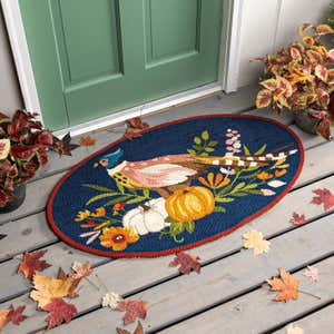 Indoor/Outdoor Fall Pheasant Hand Hooked Polypropylene Accent Rug