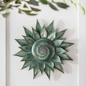 Teal Succulent Distressed Metal Wall Art