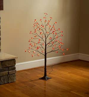 4'H Indoor/Outdoor Electric Lighted Pine Cone and Red Berry Tree; 72 lights
