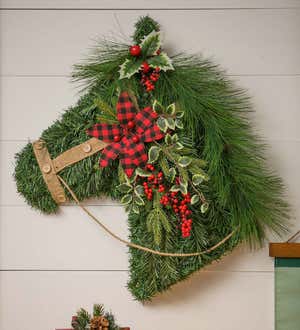 Holiday Horse Faux Foliage Hanging Wall Art