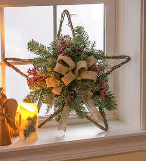 Holiday Star Natural Twig Hanging Wall Art