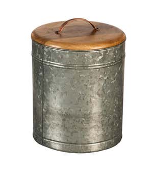 Nested Galvanized Metal and Wood Containers, Set of 3