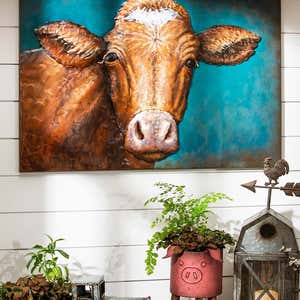 Handcrafted Metal 3D Cow Wall Art
