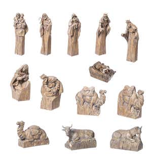Resin Nativity Set with Natural Finish