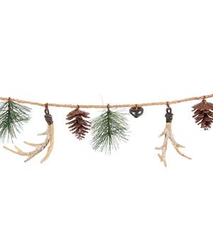 Snow Dusted Pinecone and Antler Rope Garland