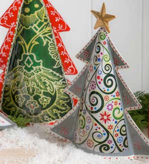 Colorful Metal Patterned Christmas Trees, Set of 3