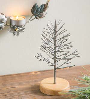 Metal Tree with Wooden Base Decor