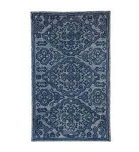 Indoor/Outdoor Navy Blue Patterned Rug - Navy Blue