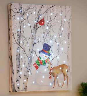 LED Joyful Snowman Wall Art