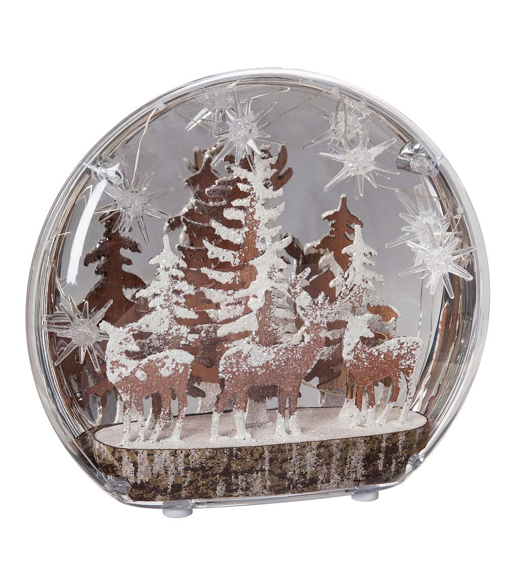 Winter Deer Scene LED Disc