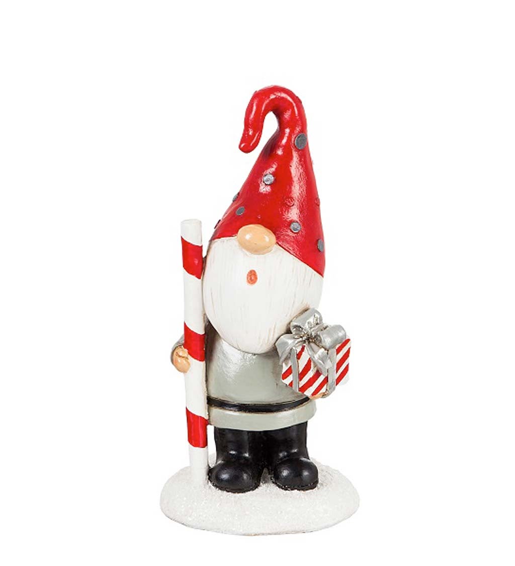 Christmas Gnome with Polka Dot Hat Garden Statuary