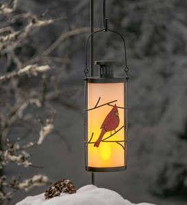 Frosted Glass Battery Operated Cardinal Lantern