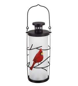 Frosted Glass Battery Operated Cardinal Lantern
