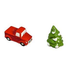 Truck and Tree Stackable Salt and Pepper Shaker Set