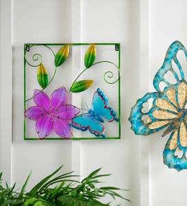 Butterfly Metal and Glass Framed Wall Art