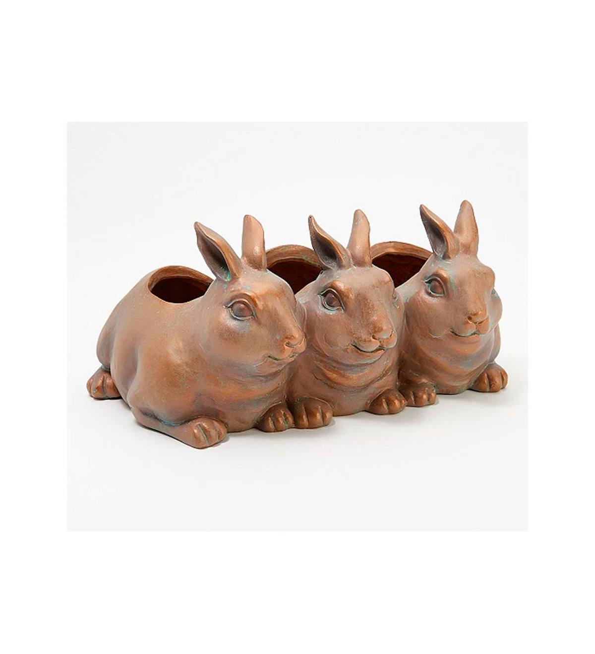 Metallic Finish Rabbit Trio Planter