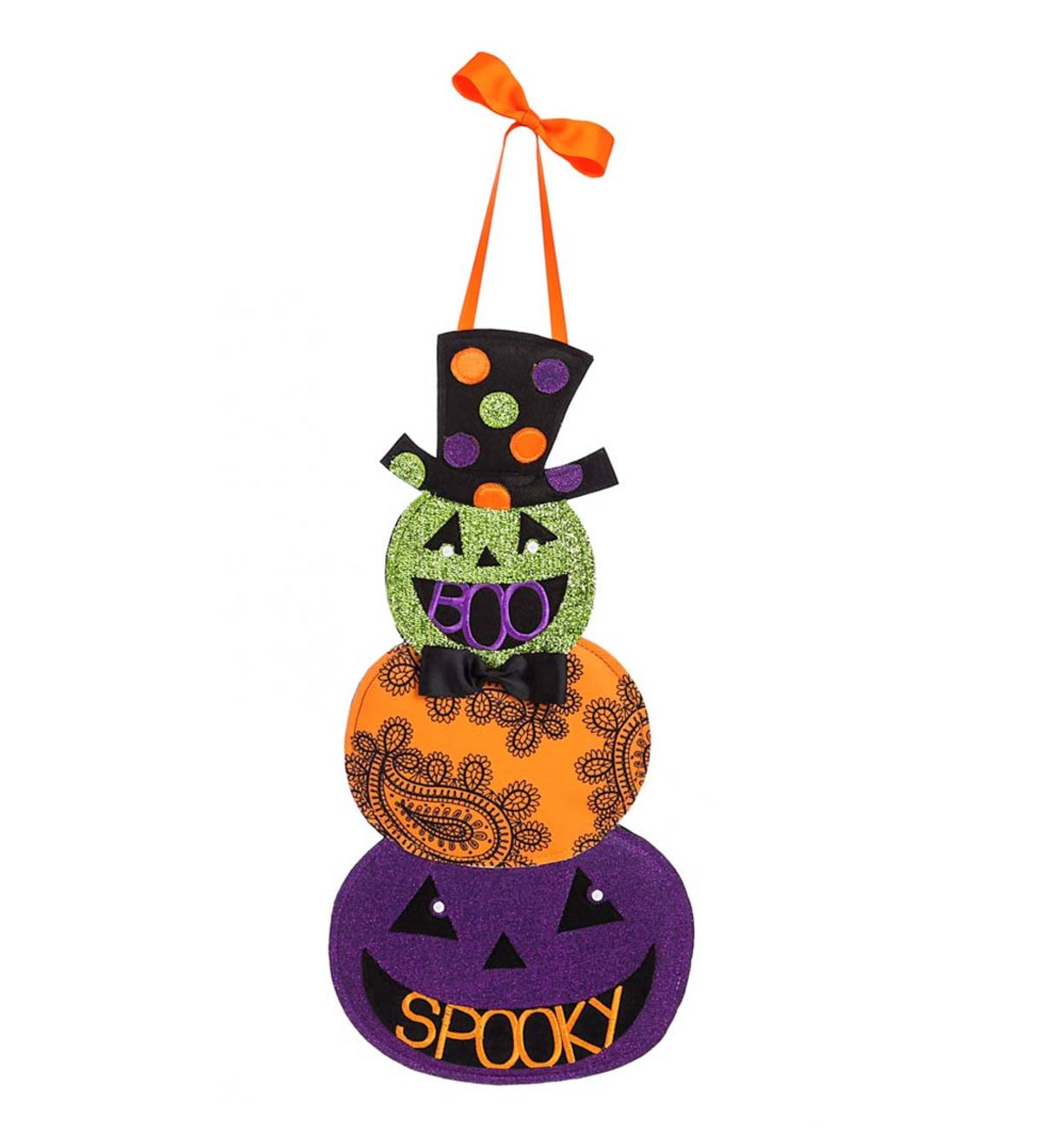 Jack-O-Lantern Felt Door Decor Hanging Halloween Accent