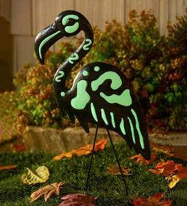 Halloween Glow-In-The-Dark Flamingo Skeleton Garden Stake