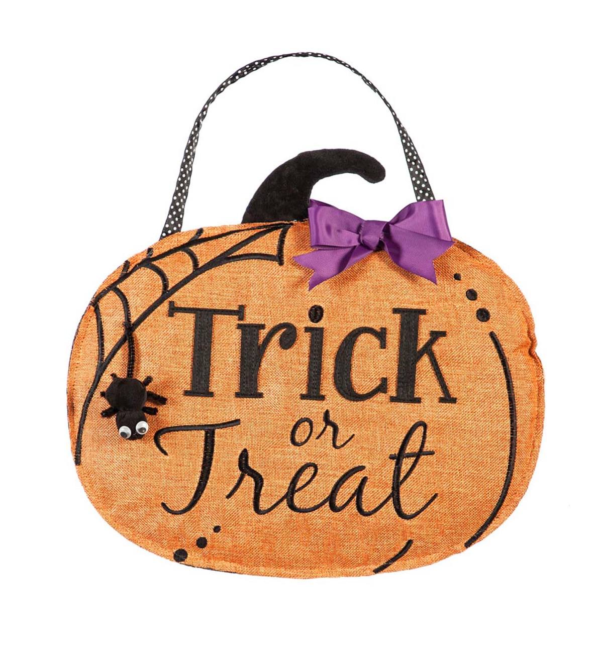 Halloween Two-Sided Pumpkin Trick-or-Treat/Out Of Candy Door Décor
