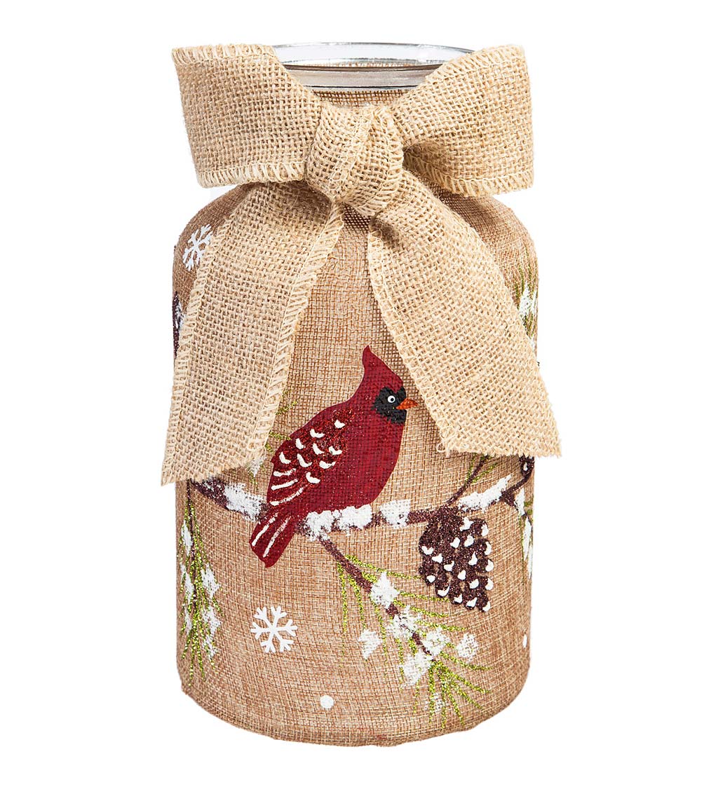 LED Light-Up Jar with Hand-Painted Burlap Wrap