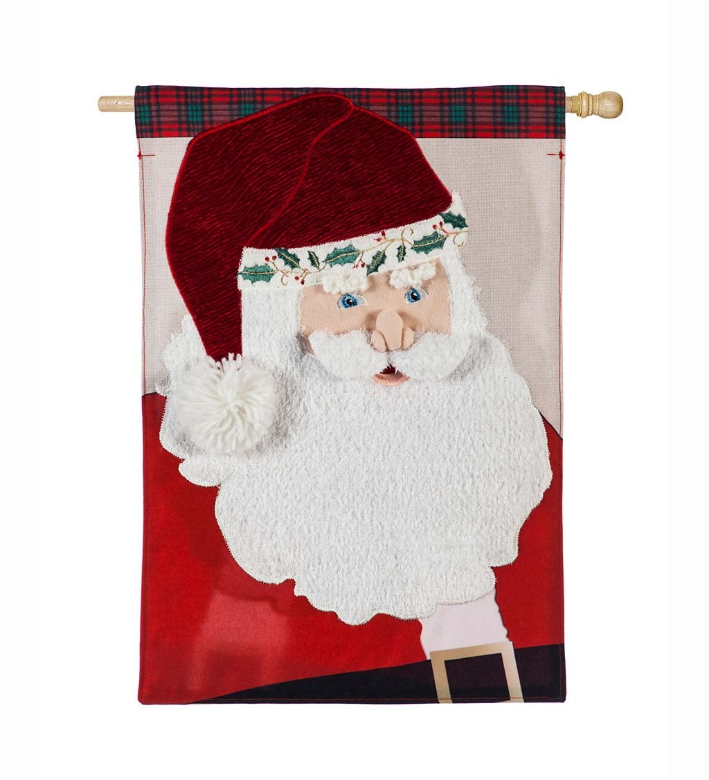 Santa Claus 3D Linen-Look House Flag