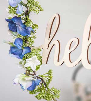 Blue and White Floral Hoop Wall Décor