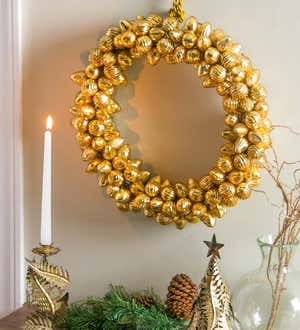 Golden Glass Ornament Wreath