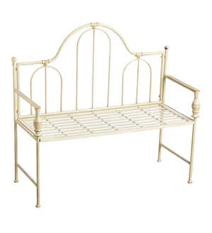 Headboard-Style Iron Bench with Vintage Finish