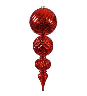 24"L Indoor/Outdoor Shatterproof Lighted Holiday Finial Ornaments, Set of 2