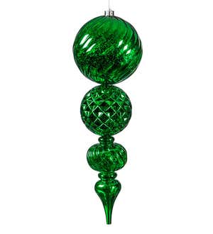 24"L Indoor/Outdoor Shatterproof Lighted Holiday Finial Ornaments, Set of 2