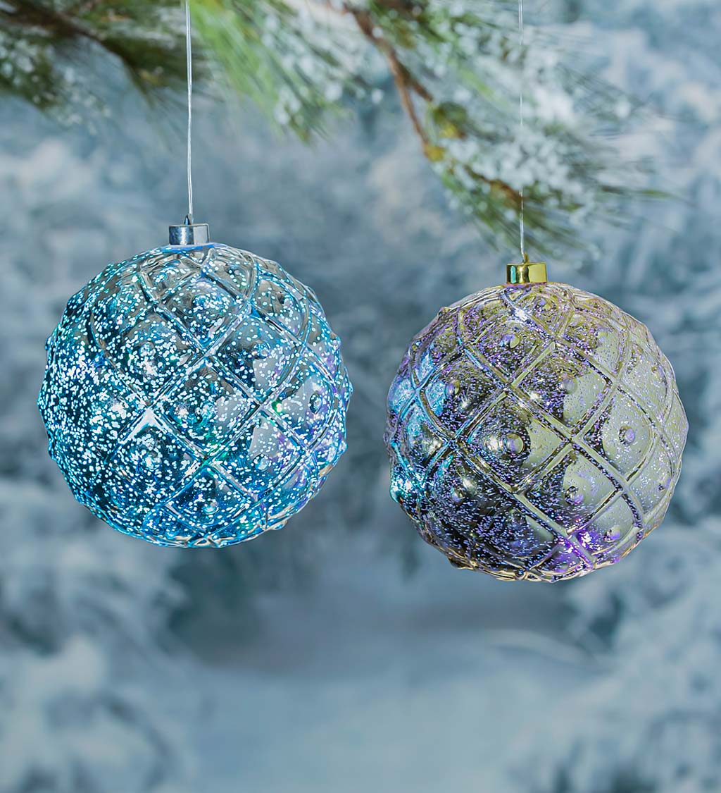 8" Indoor/Outdoor Shatterproof Lighted Multicolor Ornaments, Set of 2