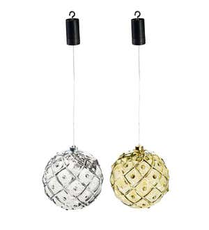 8" Indoor/Outdoor Shatterproof Lighted Multicolor Ornaments, Set of 2 - Silver/Gold