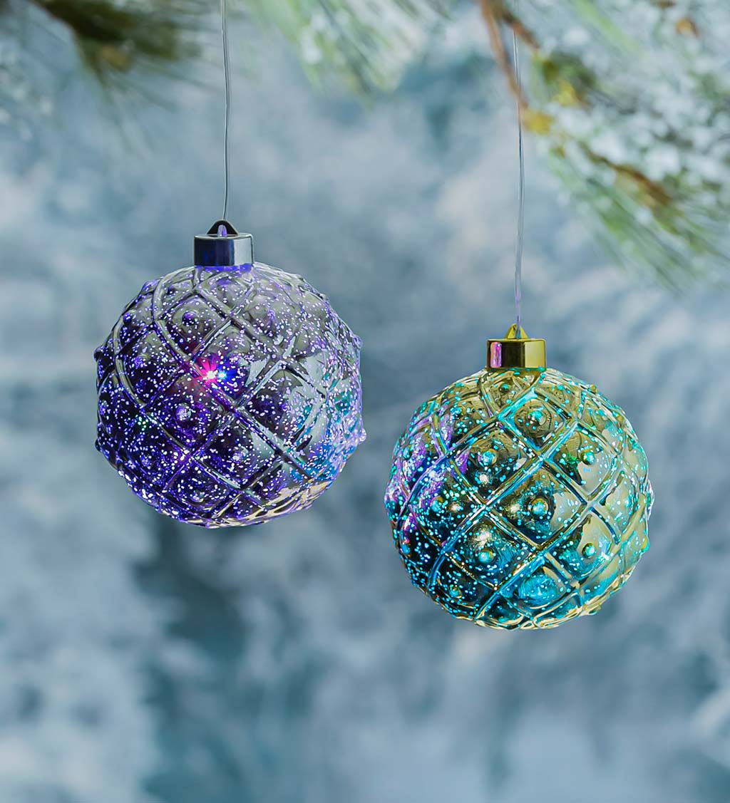 5" Indoor/Outdoor Shatterproof Lighted Multicolor Ornaments, Set of 2